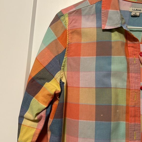 LL Bean Rainbow Checkered Button Down - Picture 3 of 4